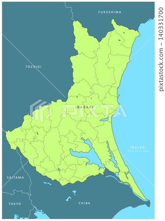 A detailed map series of Ibaraki Prefecture, with seas and lakes colored in. (Includes neighboring prefectures, municipalities, and English names.) A detailed map series of Ibaraki Prefecture, with seas and lakes colored in. (Includes neighboring prefectures, municipalities, and English names.) 140331700