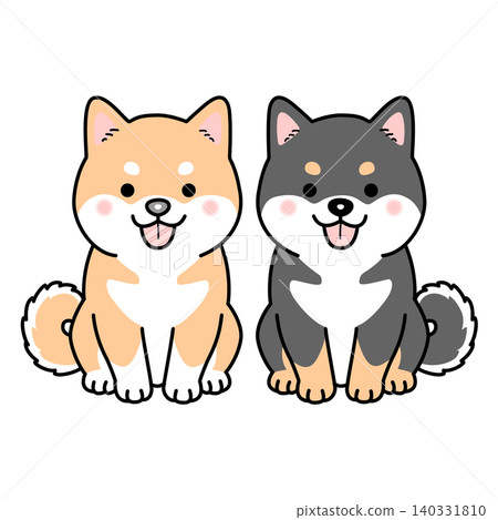柴犬和黑色柴犬（全身）的向量插圖。 140331810
