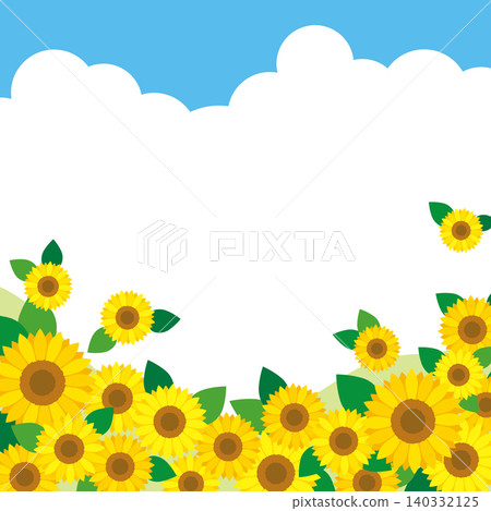 可愛的夏日向日葵方形相框/藍天 140332125