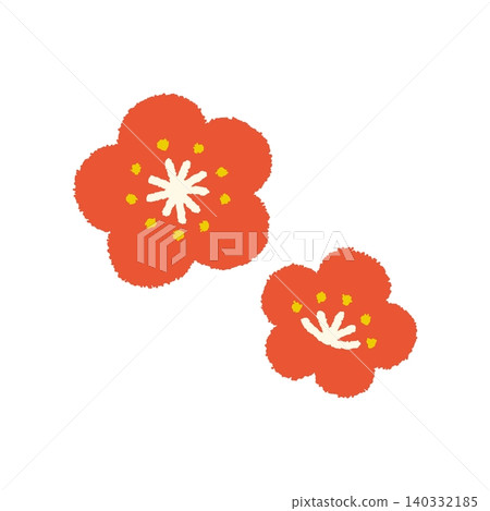 New Year's Day plum blossom hand-drawn icon Japanese style cute illustration 140332185