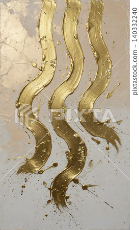 A background of champagne gold leaf with flowing gold brushstrokes resembling a waterfall. 140332240