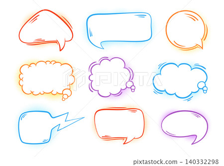 Colorful comic speech bubble set empty cartoon chat balloons doodle frames banner tag design Colorful comic speech bubble set empty cartoon chat balloons doodle frames banner tag design 140332298