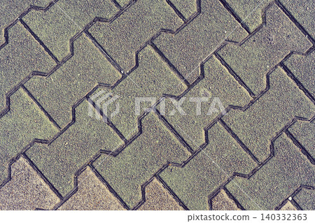 Cobblestone path, brick road, stone block road surface Cobblestone path, brick road, stone block road surface 140332363