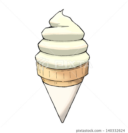 Vanilla soft serve ice cream in a cone Vanilla soft serve ice cream in a cone 140332624