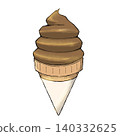 Chocolate soft serve ice cream in a cone 140332625