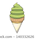 Matcha soft serve ice cream in a cone 140332626