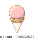 Strawberry ice cream cone 140332631
