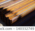 Rusted H-beam building materials 140332749