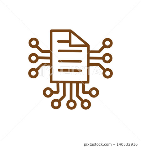 A brown icon illustration representing the convergence of data and technology. Digital information, networks, cybersecurity. A brown icon illustration representing the convergence of data and technology. Digital information, networks, cybersecurity. 140332916
