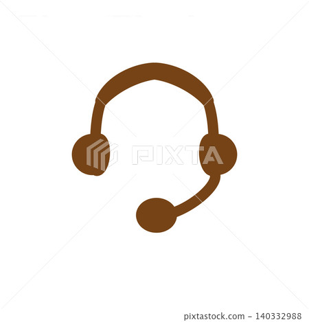 Simple brown icon illustration of a headset and microphone on a white background - suitable for call centers and online meetings. Simple brown icon illustration of a headset and microphone on a white background - suitable for call centers and online meetings. 140332988