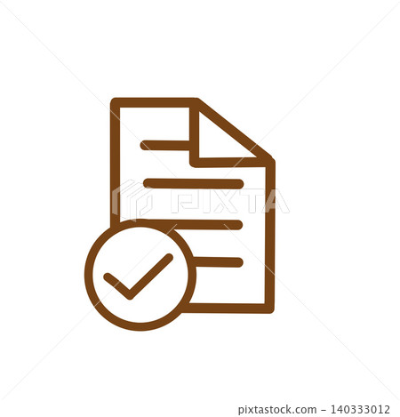 Icons of documents with checkmarks. Simple illustrations for completed, approved, and confirmed documents. Icons of documents with checkmarks. Simple illustrations for completed, approved, and confirmed documents. 140333012