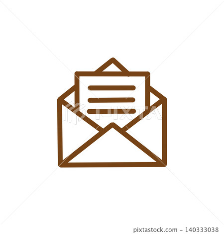 A simple icon of a letter coming out of an envelope, representing email, communication, and information transmission. A simple icon of a letter coming out of an envelope, representing email, communication, and information transmission. 140333038