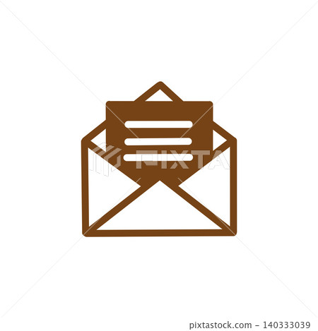 A simple brown email icon featuring a letter coming out of an envelope. A simple brown email icon featuring a letter coming out of an envelope. 140333039