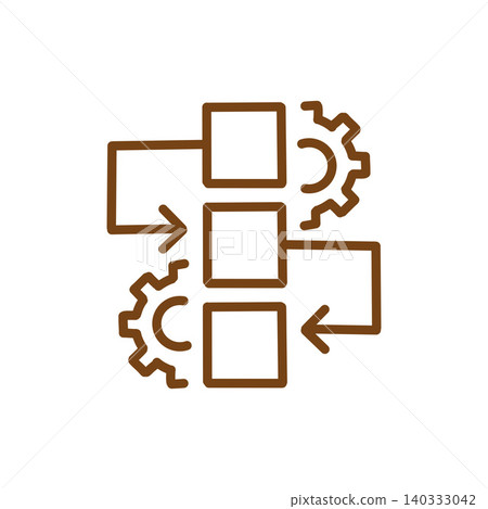 Flowchart icon assets, process flow, system integration, gear and arrow set Flowchart icon assets, process flow, system integration, gear and arrow set 140333042