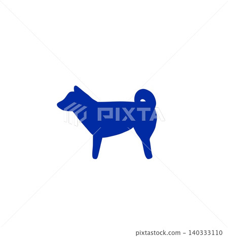 Blue Shiba Inu silhouette illustration, simple icon, white background Blue Shiba Inu silhouette illustration, simple icon, white background 140333110