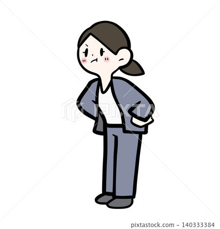 An illustration of a female office worker with her hands on her hips, looking annoyed | Anger, dissatisfaction, intimidation An illustration of a female office worker with her hands on her hips, looking annoyed | Anger, dissatisfaction, intimidation 140333384