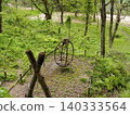 A wooden suspension device installed in the forest 140333564