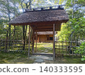 A view of a thatched-roof gate and tea room. 140333595
