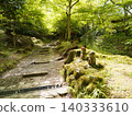 A stone Jizo statue covered in moss 140333610