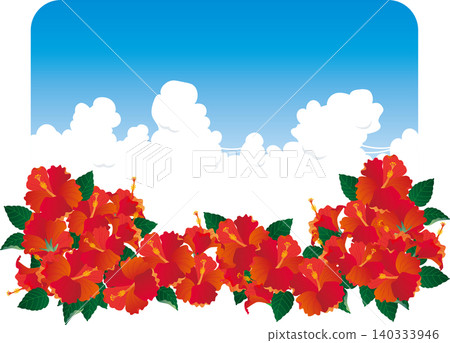 Background material <Summer, hibiscus and sky image background, Okinawa, Hawaii, tropical, landscape orientation> 140333946