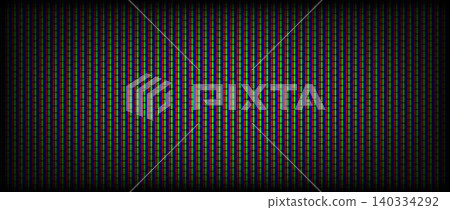 RGB screen pixel background. LCD display grid dots wallpaper. LED TV screen pattern. Red Green Blue diode pixels videowall concept. Projector or television monitor texture backdrop. Vector 140334292