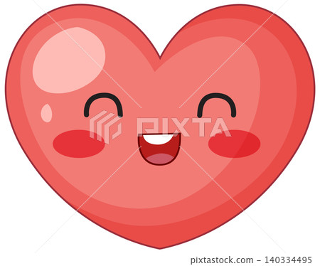 Cute Red Heart Character with Happy Smiling Face Vector Illustration Cute Red Heart Character with Happy Smiling Face Vector Illustration 140334495