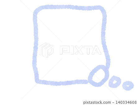 A simple frame with a light blue border. A speech bubble drawn with crayons. A simple frame with a light blue border. A speech bubble drawn with crayons. 140334608