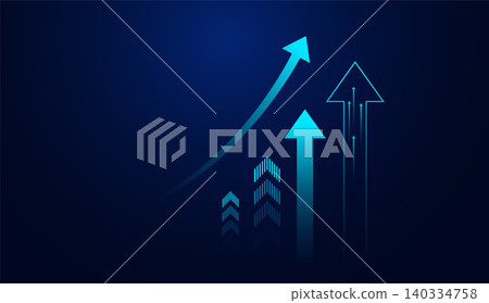 The Arrows up trend groups with mini dots on dark background, blue arrow represents strong upward momentum, symbolizing business vector illustration The Arrows up trend groups with mini dots on dark background, blue arrow represents strong upward momentum, symbolizing business vector illustration 140334758