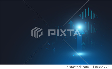The Arrows up trend groups with mini dots on dark background, blue arrow represents strong upward momentum, symbolizing business vector illustration The Arrows up trend groups with mini dots on dark background, blue arrow represents strong upward momentum, symbolizing business vector illustration 140334772