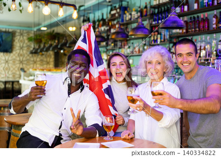 Happy diverse group celebrating Britain 140334822