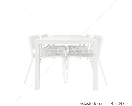 A simple white wooden table and chairs on a white background. A simple white wooden table and chairs on a white background. 140334824