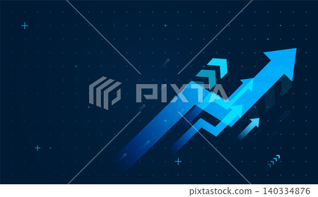 The Arrows up trend groups with mini dots on dark background, blue arrow represents strong upward momentum, symbolizing business vector illustration The Arrows up trend groups with mini dots on dark background, blue arrow represents strong upward momentum, symbolizing business vector illustration 140334876