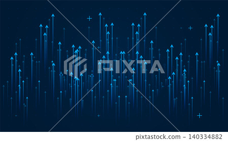 The Arrows up trend groups with mini dots on dark background, blue arrow represents strong upward momentum, symbolizing business vector illustration The Arrows up trend groups with mini dots on dark background, blue arrow represents strong upward momentum, symbolizing business vector illustration 140334882