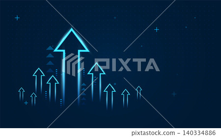 The Arrows up trend groups with mini dots on dark background, blue arrow represents strong upward momentum, symbolizing business vector illustration The Arrows up trend groups with mini dots on dark background, blue arrow represents strong upward momentum, symbolizing business vector illustration 140334886