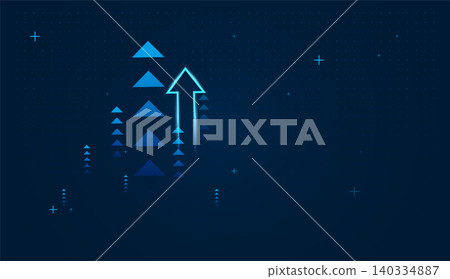 The Arrows up trend groups with mini dots on dark background, blue arrow represents strong upward momentum, symbolizing business vector illustration The Arrows up trend groups with mini dots on dark background, blue arrow represents strong upward momentum, symbolizing business vector illustration 140334887
