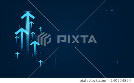 The Arrows up trend groups with mini dots on dark background, blue arrow represents strong upward momentum, symbolizing business vector illustration The Arrows up trend groups with mini dots on dark background, blue arrow represents strong upward momentum, symbolizing business vector illustration 140334894