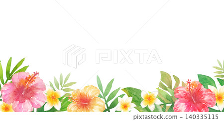 水彩熱帶植物畫框 水彩熱帶植物畫框 140335115