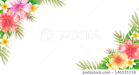 水彩熱帶植物畫框 水彩熱帶植物畫框 140335139