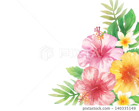 水彩熱帶植物畫框 水彩熱帶植物畫框 140335149