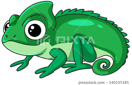 Cute Green Chameleon Vector Illustration Isolated on White Background Cute Green Chameleon Vector Illustration Isolated on White Background 140335385