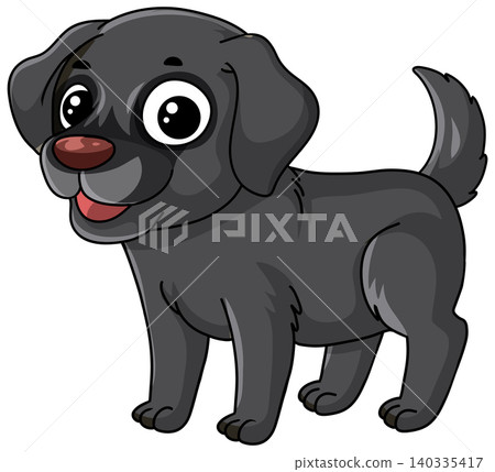 Cute Black Labrador Retriever Puppy Vector Illustration on White Background Cute Black Labrador Retriever Puppy Vector Illustration on White Background 140335417