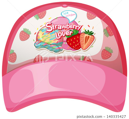 Pink Baseball Cap with Strawberry Lover Ice Cream Graphic Design Pink Baseball Cap with Strawberry Lover Ice Cream Graphic Design 140335427