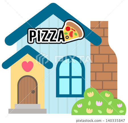 Cute Homemade Pizza Restaurant Building with Brick Oven Cute Homemade Pizza Restaurant Building with Brick Oven 140335847