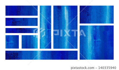 A set of banner backgrounds painted in blue on canvas. A set of banner backgrounds painted in blue on canvas. 140335940