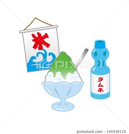 Shaved ice and Ramune illustration 140336110