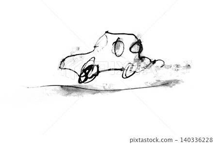 [Transparent Background] Ink painting of a car speeding along 140336228