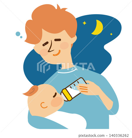 夜間哺乳:父親與嬰兒-示意圖 夜間哺乳:父親與嬰兒-示意圖 140336262