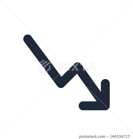 Downward arrow and loss line drawing icon Downward arrow and loss line drawing icon 140336727