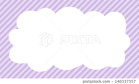 Hand-drawn style fluffy cloud-shaped frame (lavender diagonal stripe with transparent space) Hand-drawn style fluffy cloud-shaped frame (lavender diagonal stripe with transparent space) 140337357