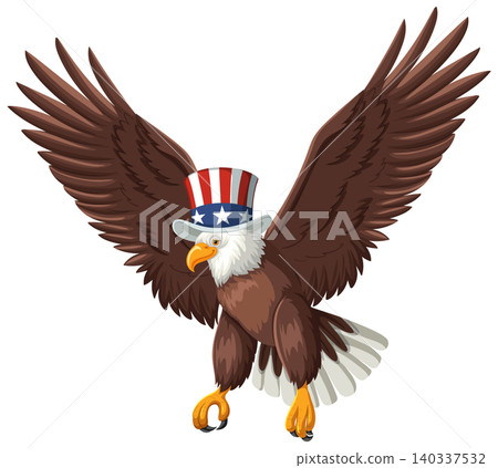 Patriotic Bald Eagle with American Flag Hat Patriotic Bald Eagle with American Flag Hat 140337532